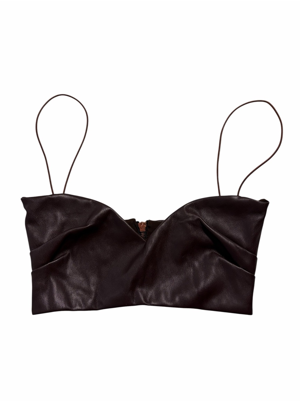 Nookie Rhea Faux Leather Crop Top Chocolate Brown Revolve XS